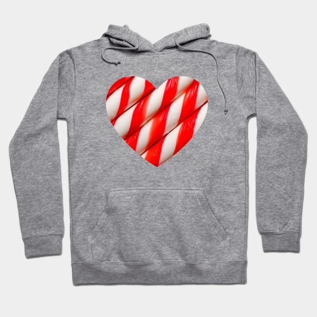 Red and White Candy Cane Christmas Candy Holiday Heart Hoodie by love-fi